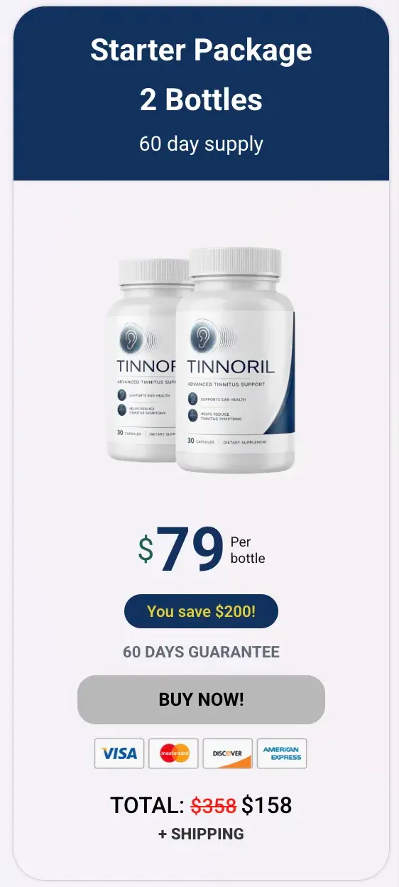 Tinnoril 2 bottle starter pack 60-day supply with money-back guarantee